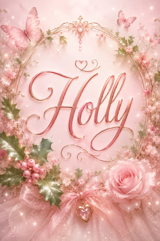 feminine whimsical image of the name holly