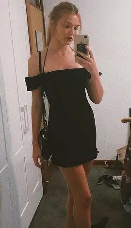 maddison brown in a black dress