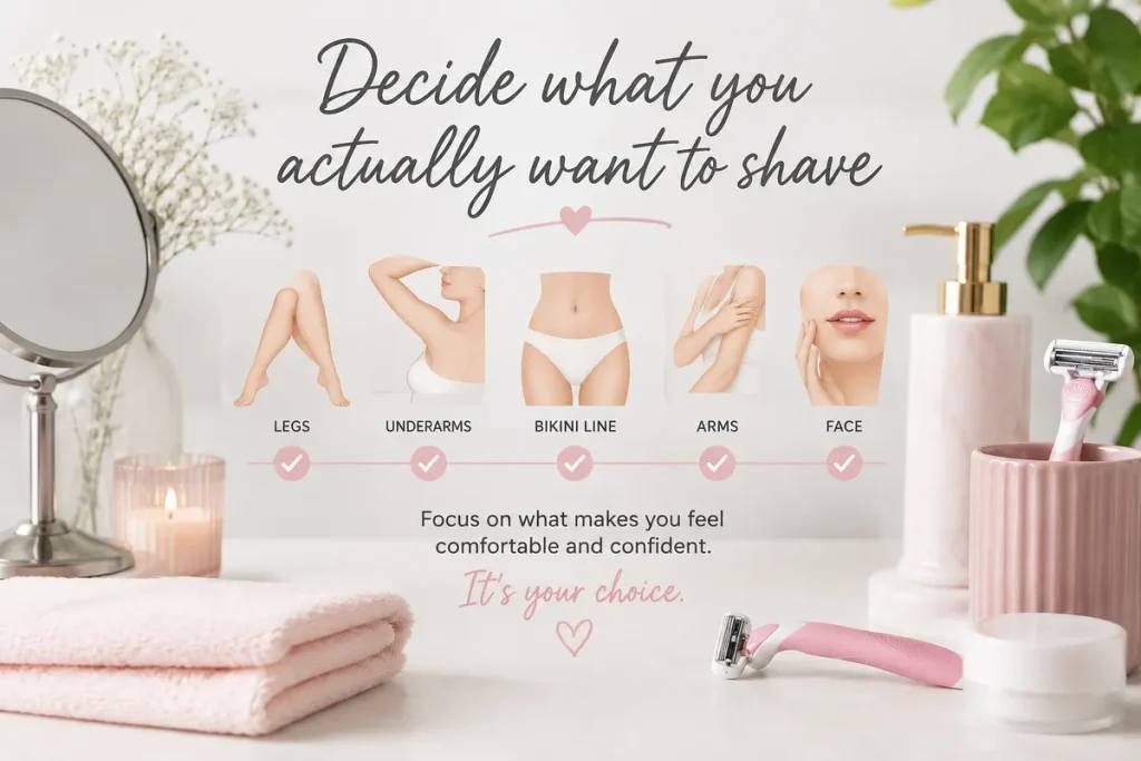 image showing different parts of the body that can be shaved
