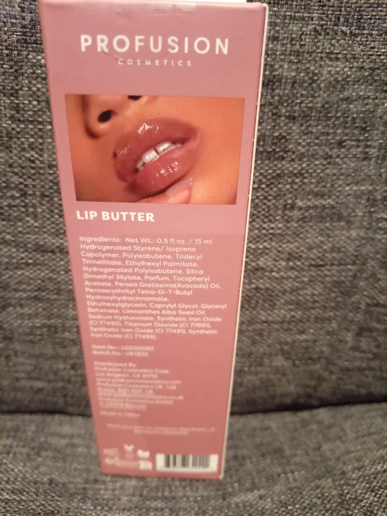 back of profusion lip butter package